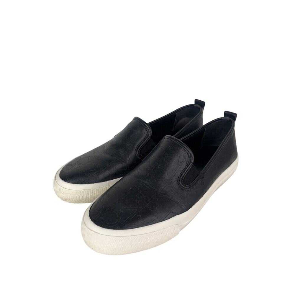 Calvin Klein Valette Womens Black leather Slip-On Sneakers Size 8.5